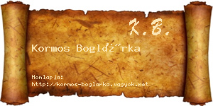 Kormos Boglárka névjegykártya