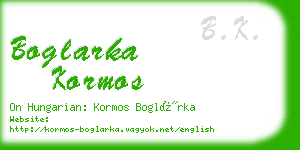 boglarka kormos business card